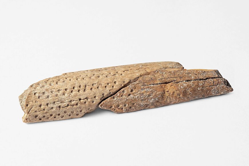 Objekt aus der Ausstellung: das Hirschgeweih ist 12'000 Jahre alt. Es gehört zu den ältesten Objekten mit menschlichen Bearbeitungsspuren, die im Kanton Schwyz gefunden wurden.